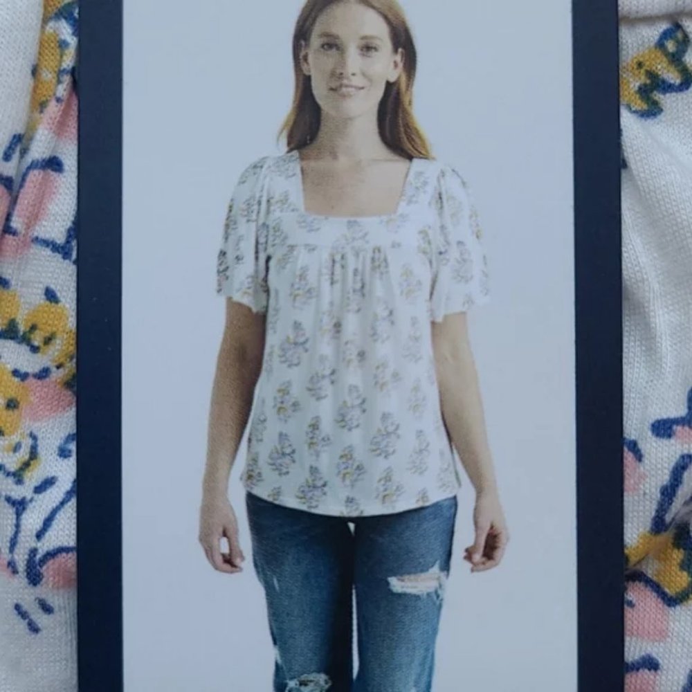 Lucky Brand square neck printed Top